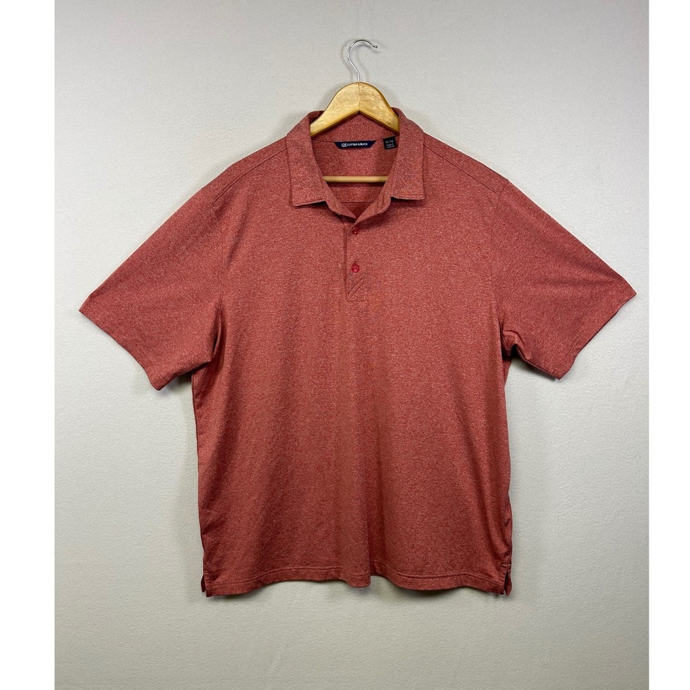 Golf Gorpcore Cutter & Buck Mens XL Red Heathered Stretch Performance Polo Shirt